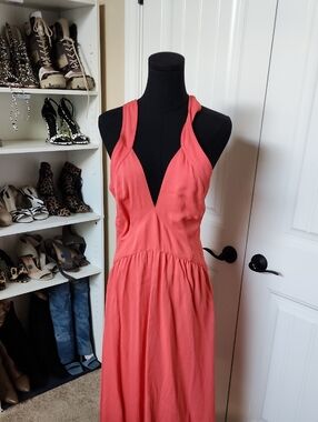 Reiss Coral Halter V-Neck Maxi Dress